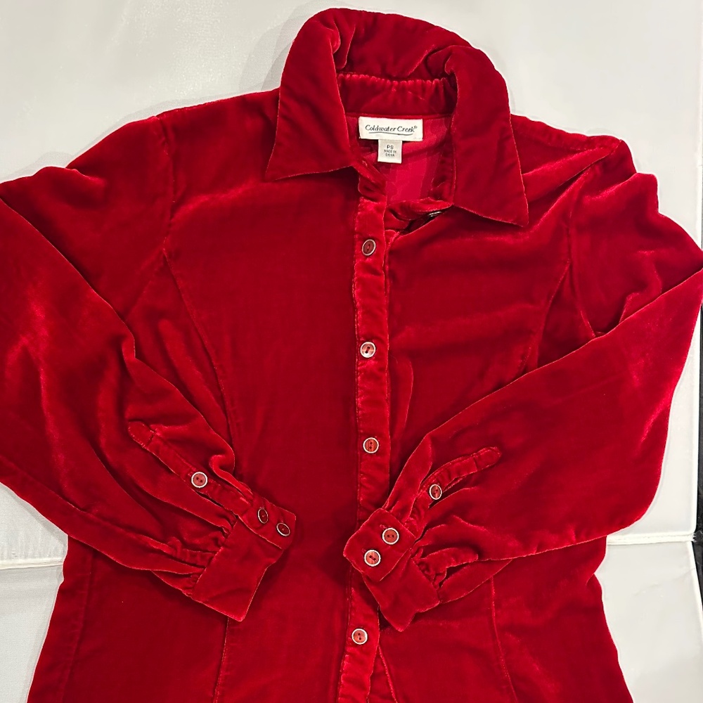 Cold water Creek Velvet Red Women’s Top SZ Petite Small